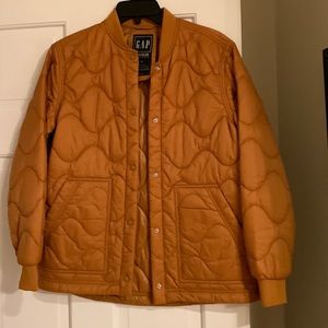 Gap Upcycle Quilted Puffer Jacket Golden Oak Brown. Hardly Worn